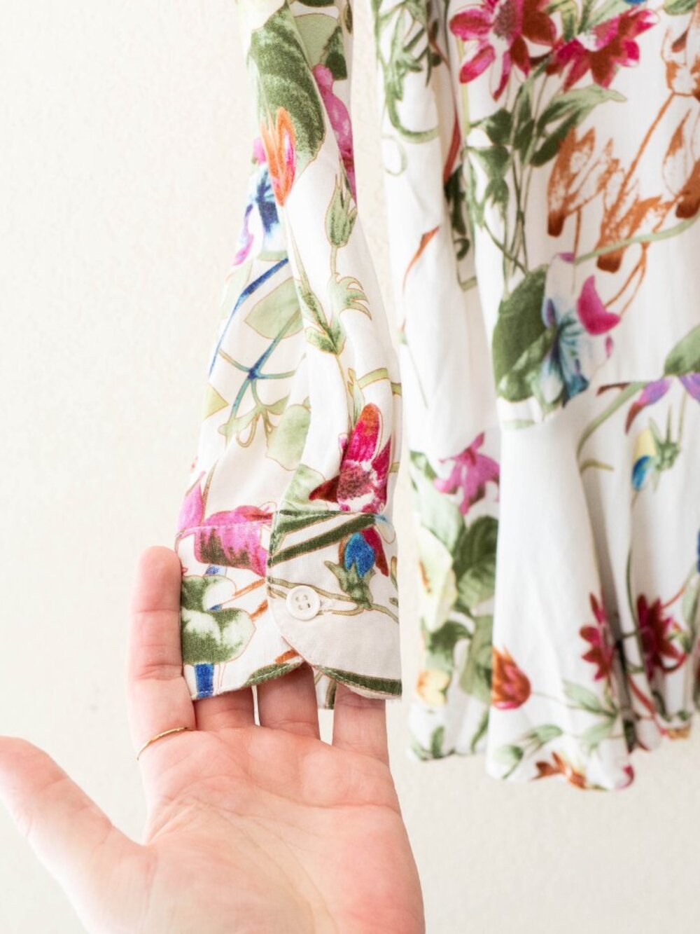 Grace Elements Floral Tunic Womens Medium Tiered Ruffle Hem Boho Rayon Blouse - Picture 9 of 14
